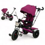 Tricicleta copii cu pozitii somn Motostyle Mov, scaun reversibil, roti cauciuc 02