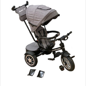 Tricicleta copii Turbo Trike Grey, cu pozitie de somn, scaun reversibil