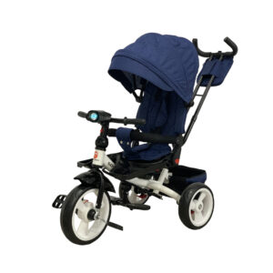 Tricicleta cu pozitii somn scaun reversibil far cu sunete Golden Line Albastra