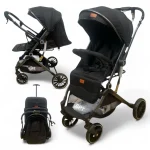 Carucior sport cu maner reversibil tip troller Kidillo Carriage Black