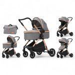 Carucior copii 2 in 1 cu landou transformabil ,husa picioare si geanta Bloom Go BPT FNF7 Gri