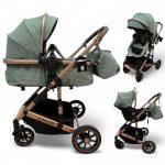 Carucior copii 3 in 1 cu landou tranformabil in sport si scoica auto FlexiGo Green BPT-A10