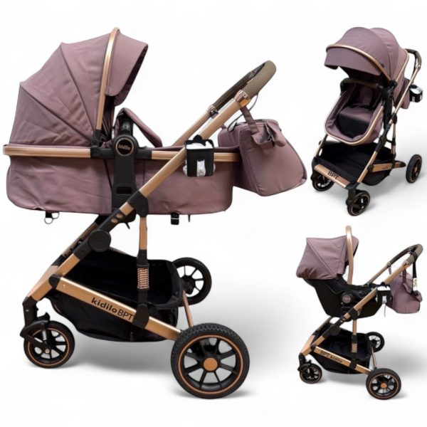 Carucior copii 3 in 1 cu landou tranformabil in sport si scoica auto FlexiGo Purple BPT-A10