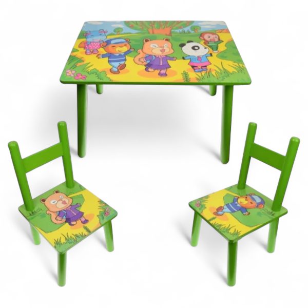Set masuta cu 2 scaunele copii Green Bear BPT39