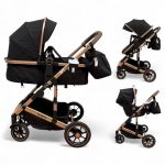 Carucior copii 3 in 1 cu landou tranformabil in sport si scoica auto FlexiGo Black BPT-A10