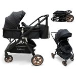 Carucior copii 2 in 1 cu maner reversibil si landou transformabil Baby C. Premium Negru BPTX2S