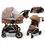 Carucior copii 2 In 1 Belecoo BebeJoy Cu Roti Cauciuc Landou Reversibil Transformabil Baby Beige
