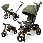 TRICICLETA COPII 5099EVA CU POZITIE DE SOMN, SCAUN REVERSIBIL, FAR CU LUMINI SI MUZICA, DARK GREEN