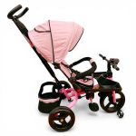 TRICICLETA COPII 5099EVA CU POZITIE DE SOMN, SCAUN REVERSIBIL, FAR CU LUMINI SI MUZICA, ROZ PAL - imagine 4