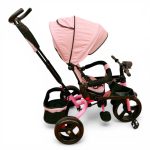 TRICICLETA COPII 5099EVA CU POZITIE DE SOMN, SCAUN REVERSIBIL, FAR CU LUMINI SI MUZICA, ROZ PAL - imagine 5