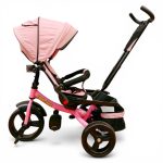 TRICICLETA COPII 5099EVA CU POZITIE DE SOMN, SCAUN REVERSIBIL, FAR CU LUMINI SI MUZICA, ROZ PAL - imagine 6