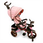 TRICICLETA COPII 5099EVA CU POZITIE DE SOMN, SCAUN REVERSIBIL, FAR CU LUMINI SI MUZICA, ROZ PAL - imagine 3