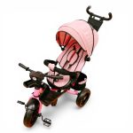 TRICICLETA COPII 5099EVA CU POZITIE DE SOMN, SCAUN REVERSIBIL, FAR CU LUMINI SI MUZICA, ROZ PAL - imagine 8